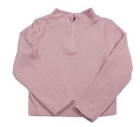 Růžové žebrované crop triko se zipem Primark