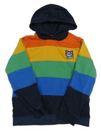 Barevná pruhovaná mikina s nášivkou a kapucí S. Oliver