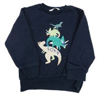 Tmavomodrá mikina s dinosaury M&S