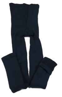 Tmavomodré zateplené punčocháče bez šlapiček