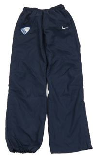 Tmavomodré šusťákové podšité kalhoty s nášivkou Nike