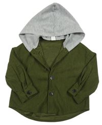 Kaki-sivá rebrovaná prepínaci mikina Shein