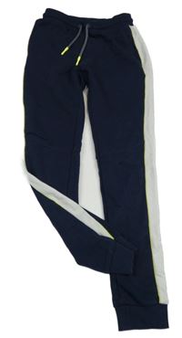 Tmavomodro-bílo-zelené tepláky Yigga