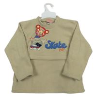 Nové - khaki plyšová mikina so skateboardistou