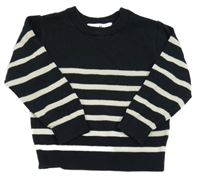 Tmavomodro-biely pruhovaný sveter H&M