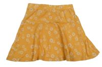 Oranžová kolová sukňa s kvetinami H&M