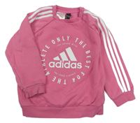 Růžovo-bílá mikina s pruhy Adidas