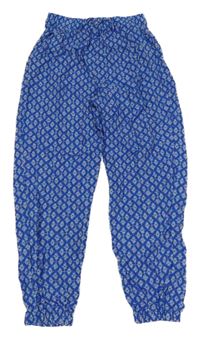Modré ľahké vzorované cuff nohavice H&M