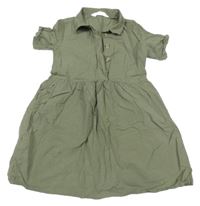 Khaki košeľové šaty H&M