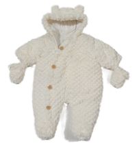 Smotanová zateplená chlpatá kombinéza s kapucňou Mothercare