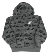 Sivá mikina s logy a kapucňou Nike