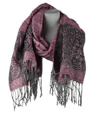 Dámská světelerůžovo-černý vzorovaný šátek s strapcemi