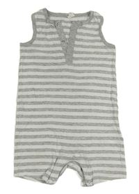Šedo-bílý pruhovaný kraťasový overal H&M