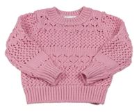 Růžový svetr s perforovaným vzorem Primark