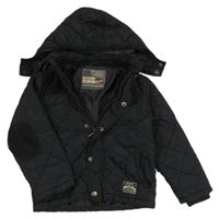 Čierna šušťáková prešívaná zateplená bunda s kapucňou Rebel