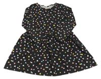 Černé bavlněné šaty s barevnými srdíčky H&M