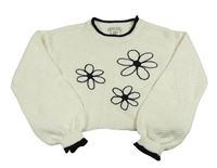 Smotanový crop sveter s kvetmi Rachel Zoe