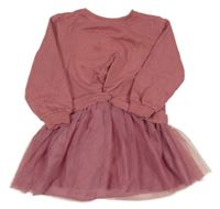 Růžové teplákové šaty s tylovou sukní F&F