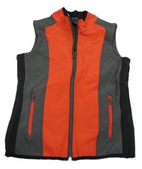 Červeno-tmavošedo-čierna softshellová vesta