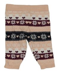 Růžovo-černo-vínové vzorované kamaše Primark 