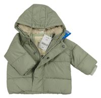 Nové - Zelenošedá šusťáková zateplená bunda s kapucí Next