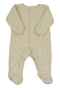 Krémový prošívaný zateplený overal se srdíčky Tu