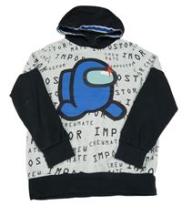 Šedo-černá mikina s potiskem a kapucí - Among Us