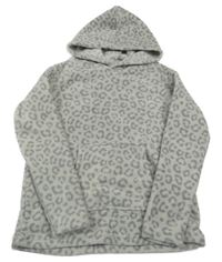 Sivá vzorovaná chlpatá domáceá mikina s kapucňou