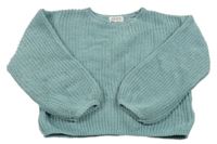 Mentolovošedý rebrovaný oversize sveter H&M