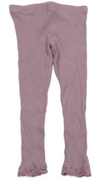 Fialové rebrované legíny s čipkou Next