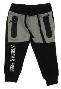 Šedo-černé tepláky s nápisem Pocopiano