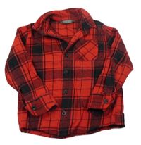 Červeno-černá kostkovaná flanelová košile Primark