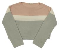 Ružovo-bielo-sivý crop sveter H&M