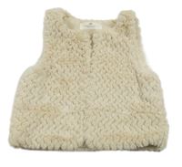 Svetlobéžová vzorovaná kožušinová podšitá vesta H&M