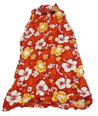 Červeno-biele kvetované šaty