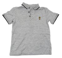 Šedé melírované polo tričko s nášivkou Next