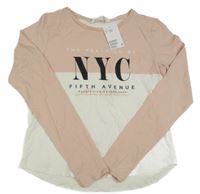 Nové - Světlerůžovo-smetanové triko s nápisy H&M