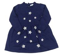 Tmavomodré pletené šaty s hviezdami Primark