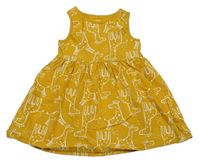 Okrové bavlnené šaty so žirafami  F&F