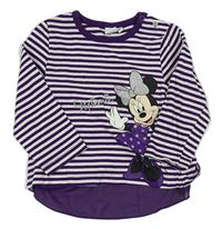 Fialovo-bílé pruhované triko s Minnií Disney