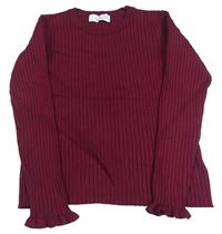 Vínový rebrovaný sveter H&M