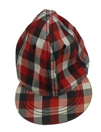 Červeno-čierna kockovaná šiltovka zn. H&M