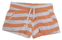 Oranžovo-biele pruhované bavlnené kraťasy H&M