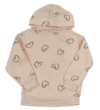 Svetloružová mikina so srdiečkami a kapucňou Primark