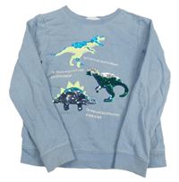 Svetlomodrá mikina s dinosaury z flitrů zn. H&M