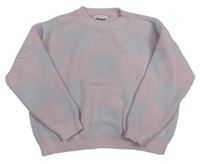 Svetloružová -fialový kockovaný crop sveter Primark