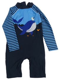 Tmavomodro-modrý UV overal s velrybou Topolino