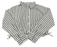 Šedo-bílá pruhovaná crop halenka Primark