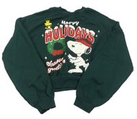 Tmavozelená crop mikina so Snoopym H&M