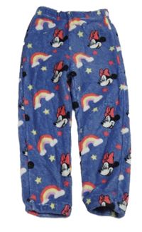 Modré chlpaté domáceé nohavice s Minnií Disney